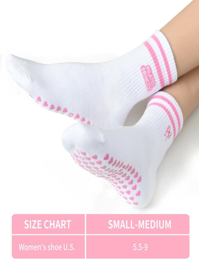 Knagsfa Pilates Socks for Women, Non Slip Grips Yoga Socks Cute Bowknot Embroidery for Ballet Barefoot Workout - Image 4